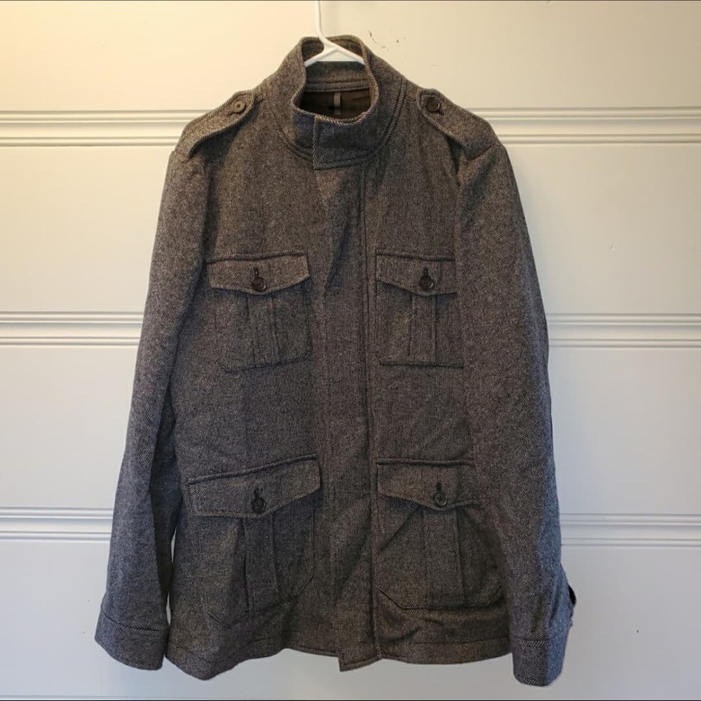 Military Field Style Gray Winter Coat Expr…